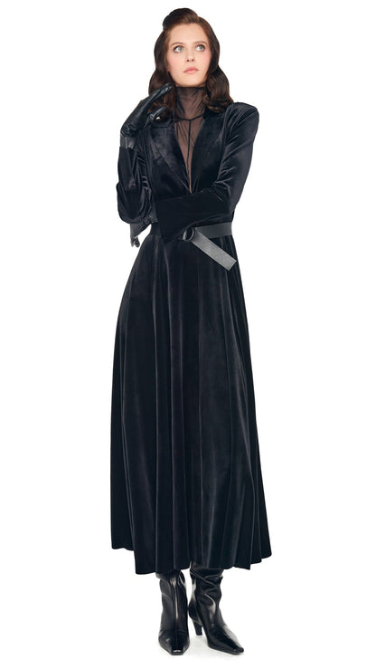 SINGLE BREASTED FLARED DRESS Black | Norma Kamali Women