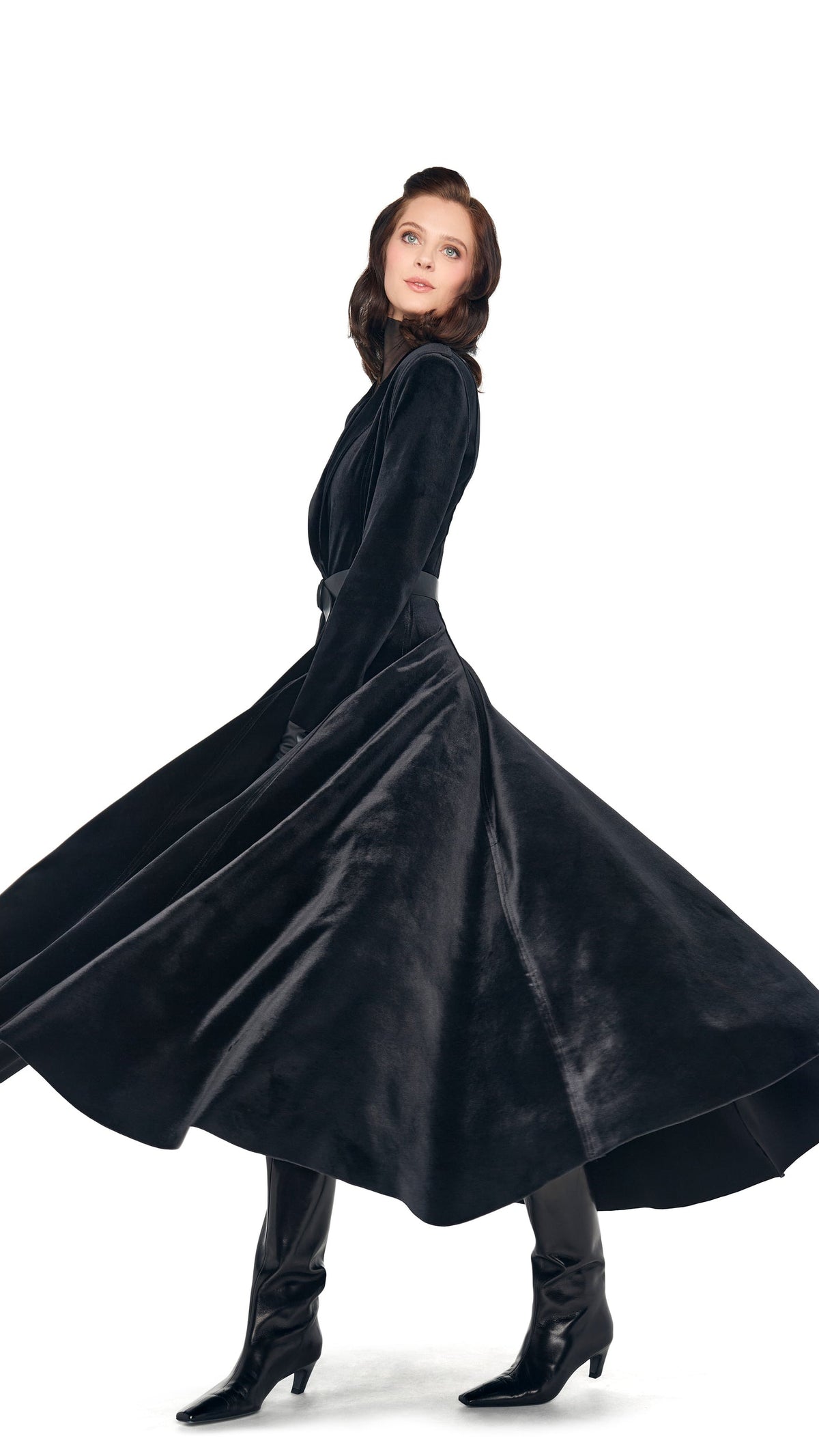 SINGLE BREASTED FLARED DRESS Black | Norma Kamali Women