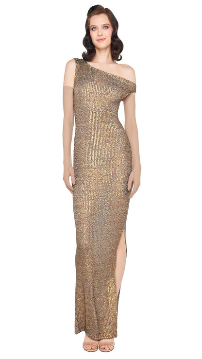 DROP SHOULDER GOWN W/ SIDE SLIT Bronze | Norma Kamali Women