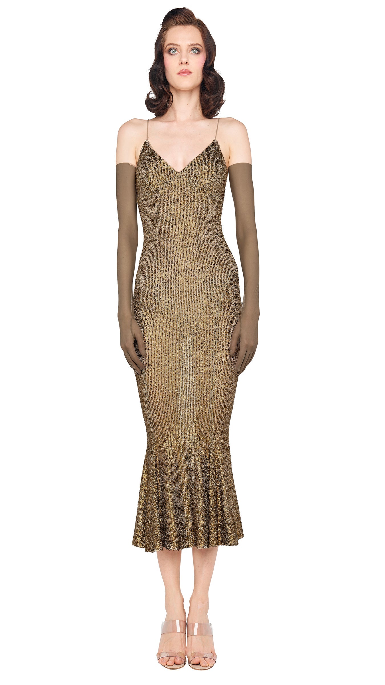 SLIP FISHTAIL DRESS TO MIDCALF Bronze | Norma Kamali Women