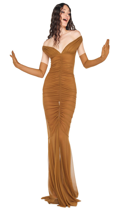 TARA SHIRRED FRONT FISHTAIL GOWN  | Norma Kamali Women
