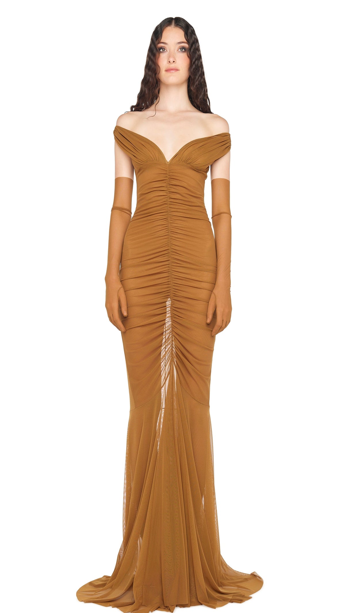 TARA SHIRRED FRONT FISHTAIL GOWN  | Norma Kamali Women