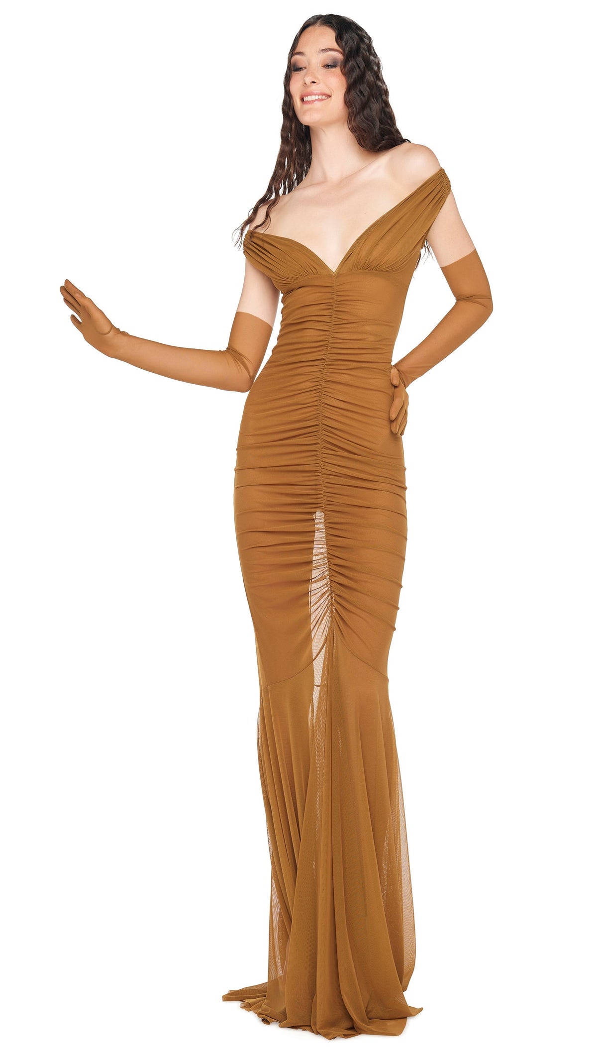 TARA SHIRRED FRONT FISHTAIL GOWN  | Norma Kamali Women