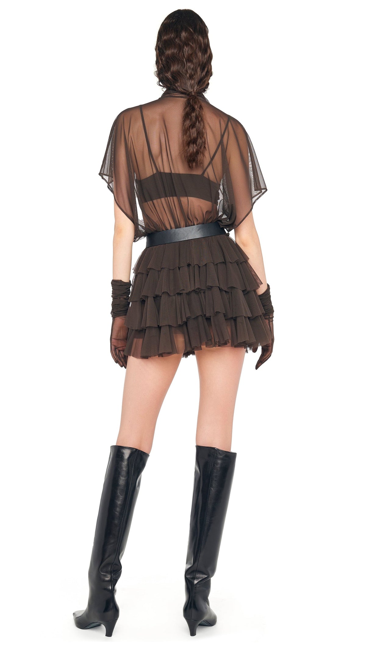 LAUREN MINI DRESS W/BOW Espresso | Norma Kamali Women