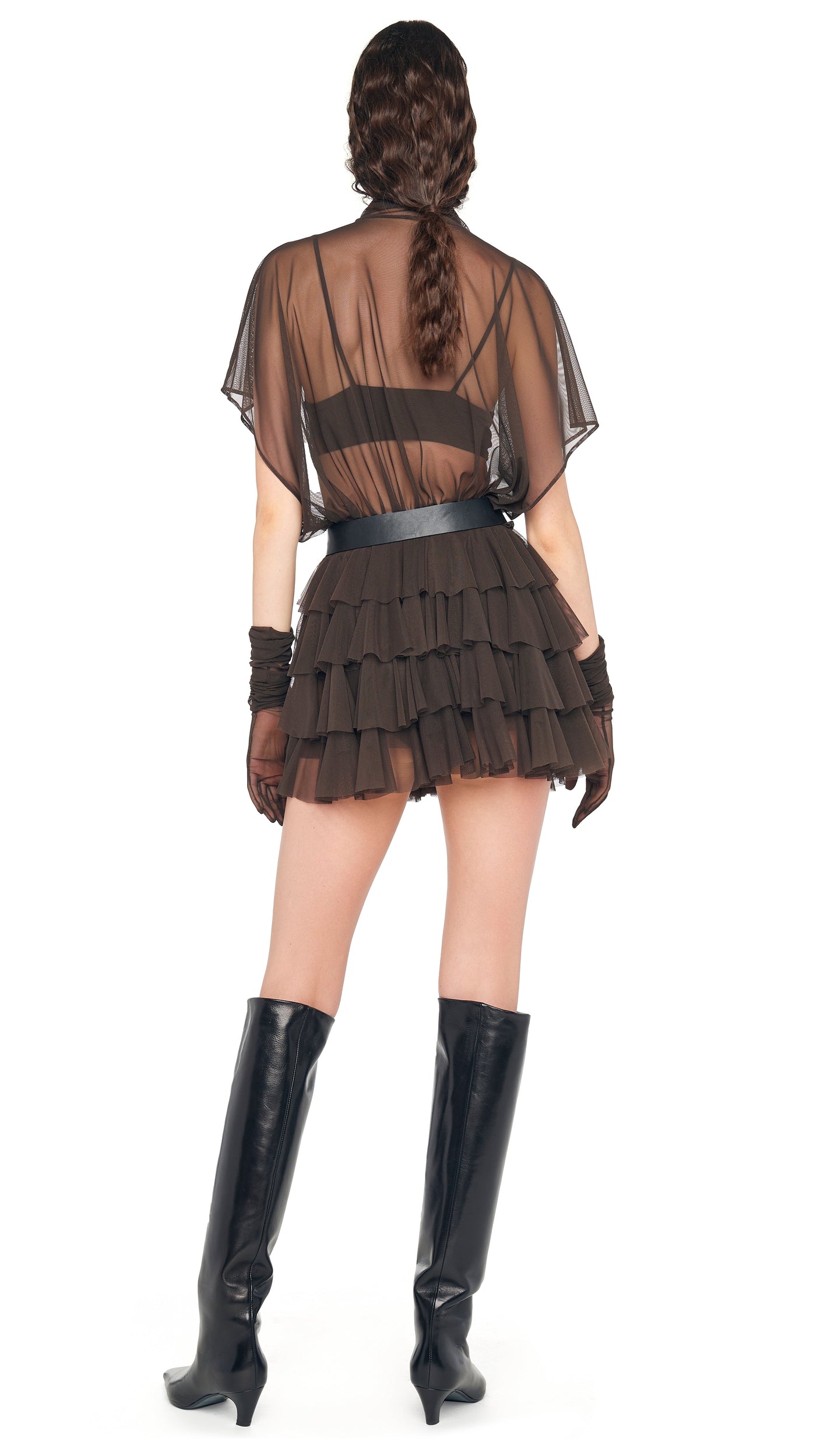 LAUREN MINI DRESS W/BOW Espresso | Norma Kamali Women