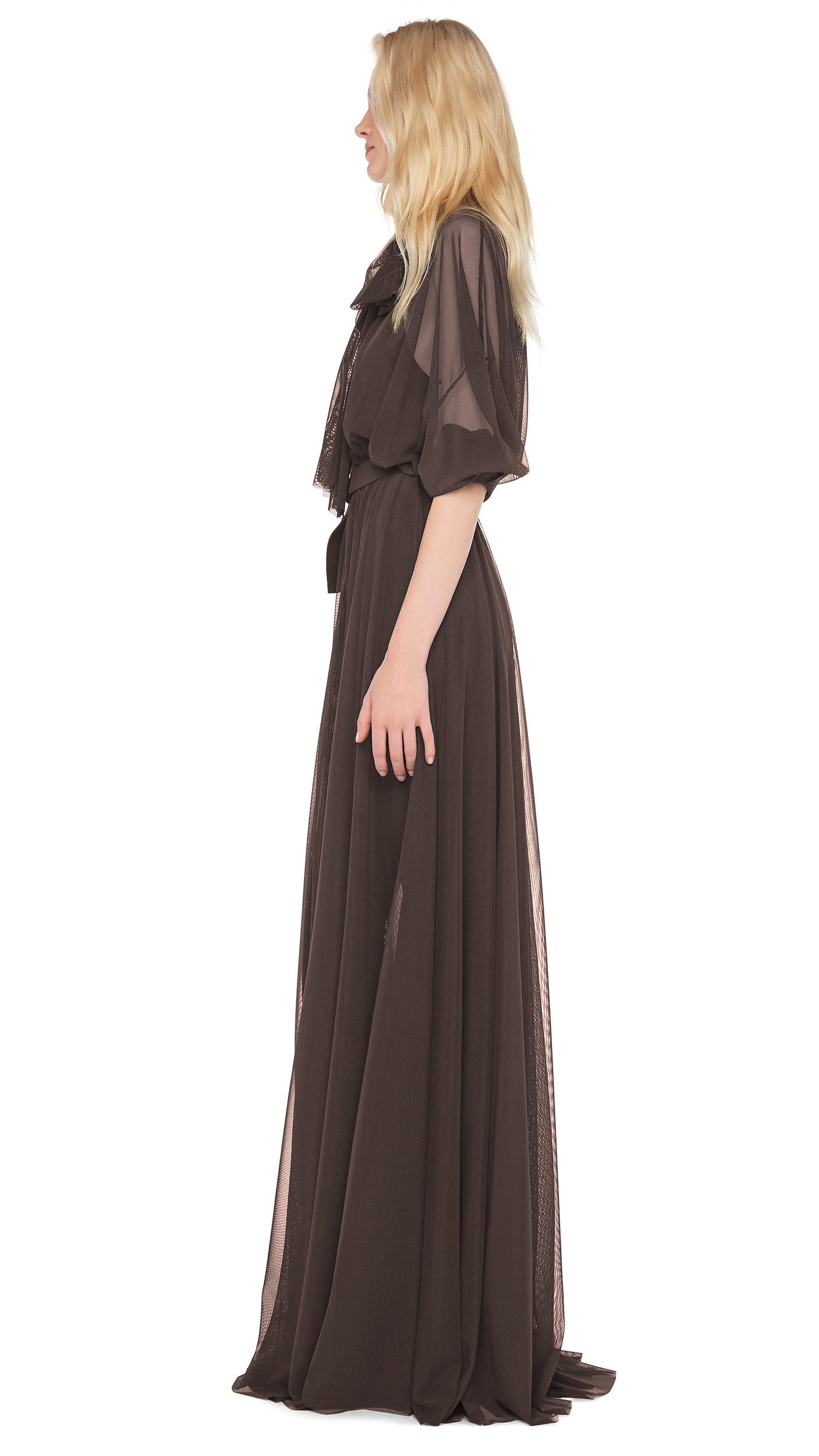 SUPER OS BF NK SHIRT GOWN W/ BOW Espresso | Norma Kamali Women