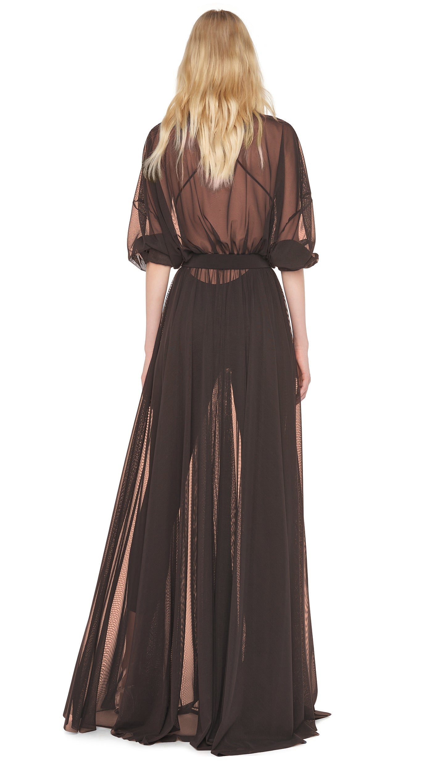 SUPER OS BF NK SHIRT GOWN W/ BOW Espresso | Norma Kamali Women