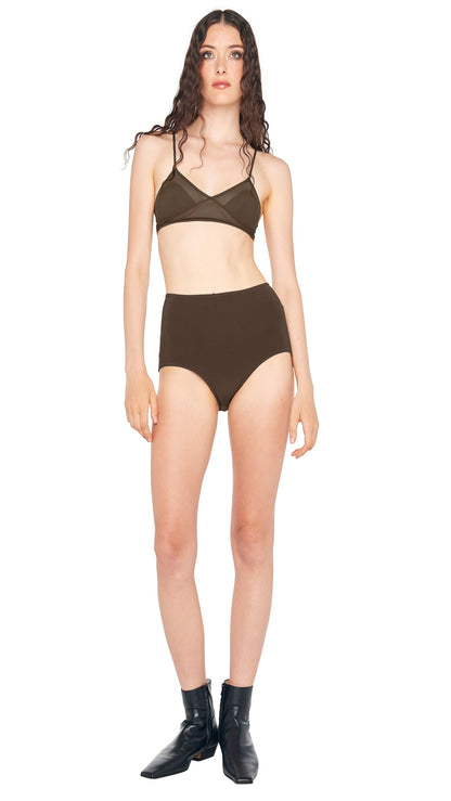 HIGH RISE BOY PANTY Espresso | Norma Kamali Women