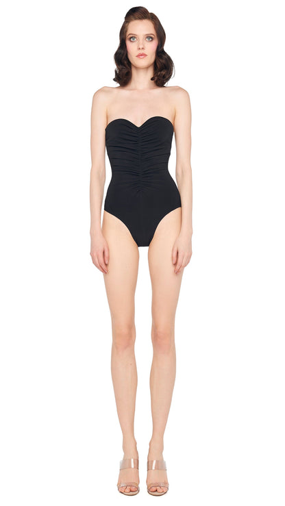 STRAPLESS SHIRRED FRONT MIO Black | Norma Kamali Women