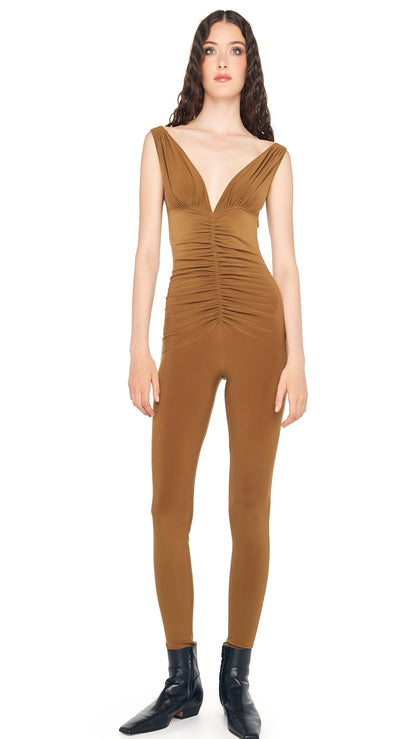TARA SHIRRED FRONT CATSUIT  | Norma Kamali Women