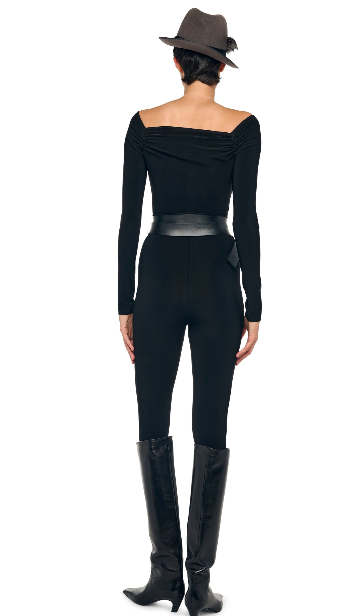 OFF SHOULDER SWEETHEART CATSUIT Black | Norma Kamali Women