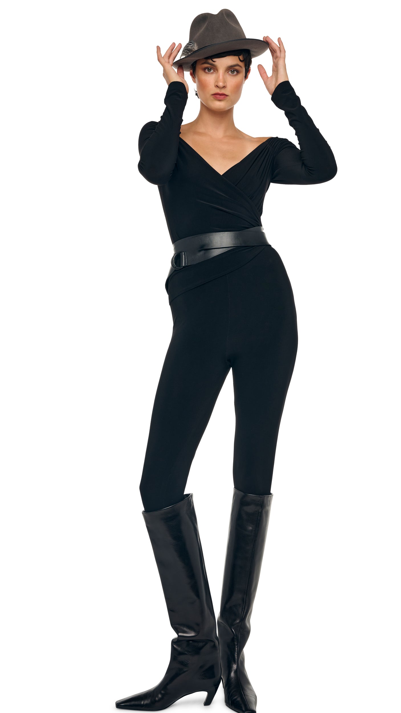 OFF SHOULDER SWEETHEART CATSUIT Black | Norma Kamali Women