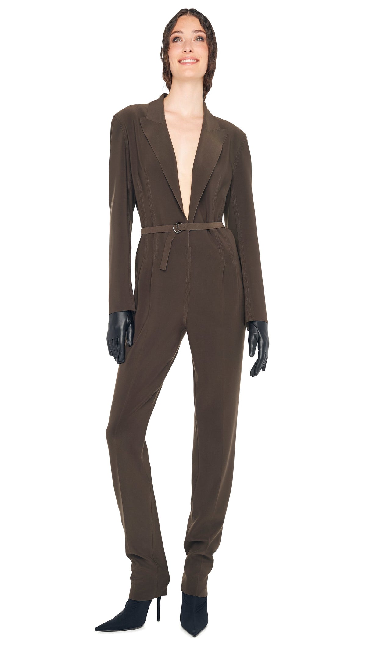 EASY FIT SB TAPERED LEG JUMPSUIT Espresso | Norma Kamali Women