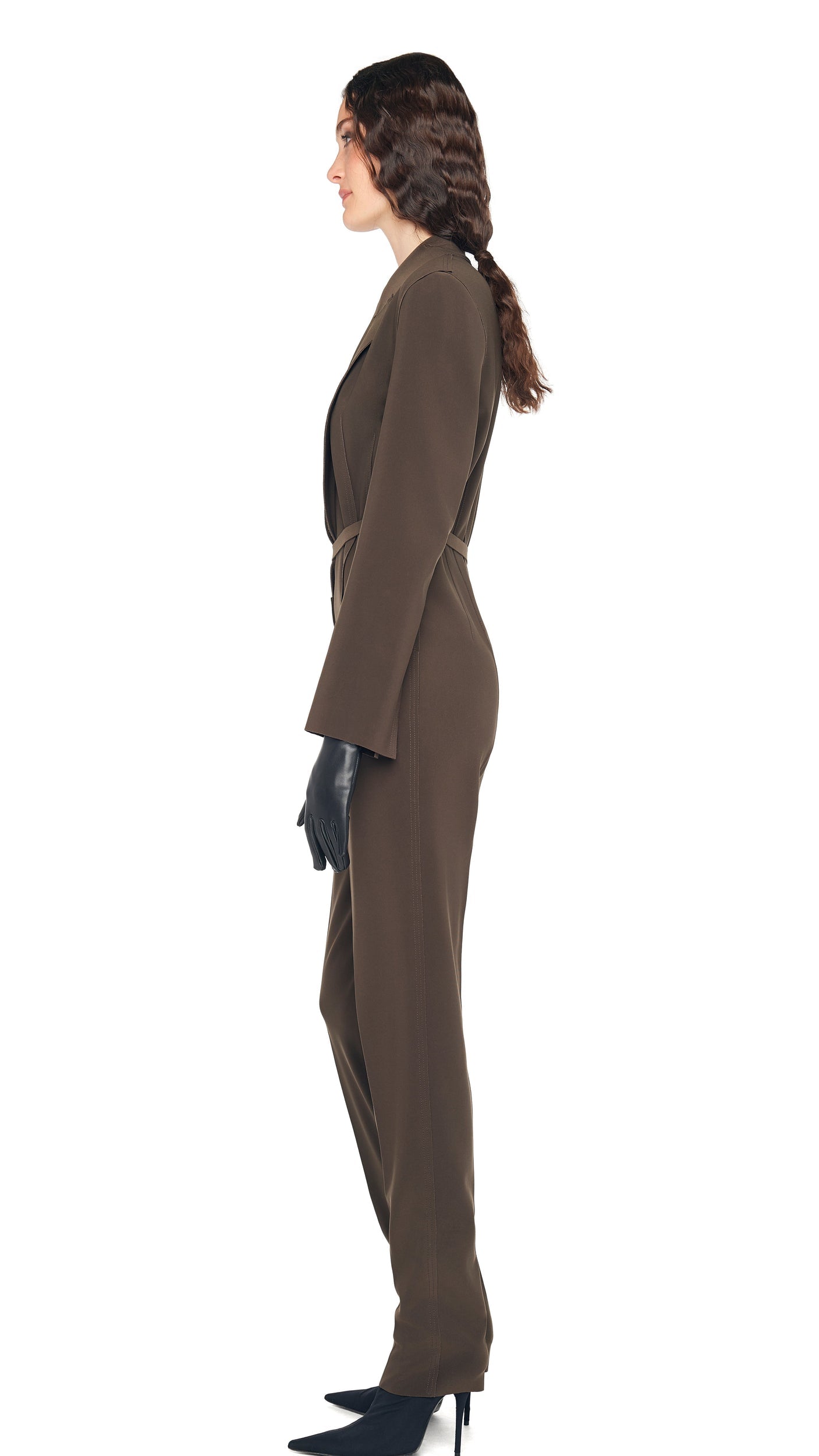 EASY FIT SB TAPERED LEG JUMPSUIT Espresso | Norma Kamali Women