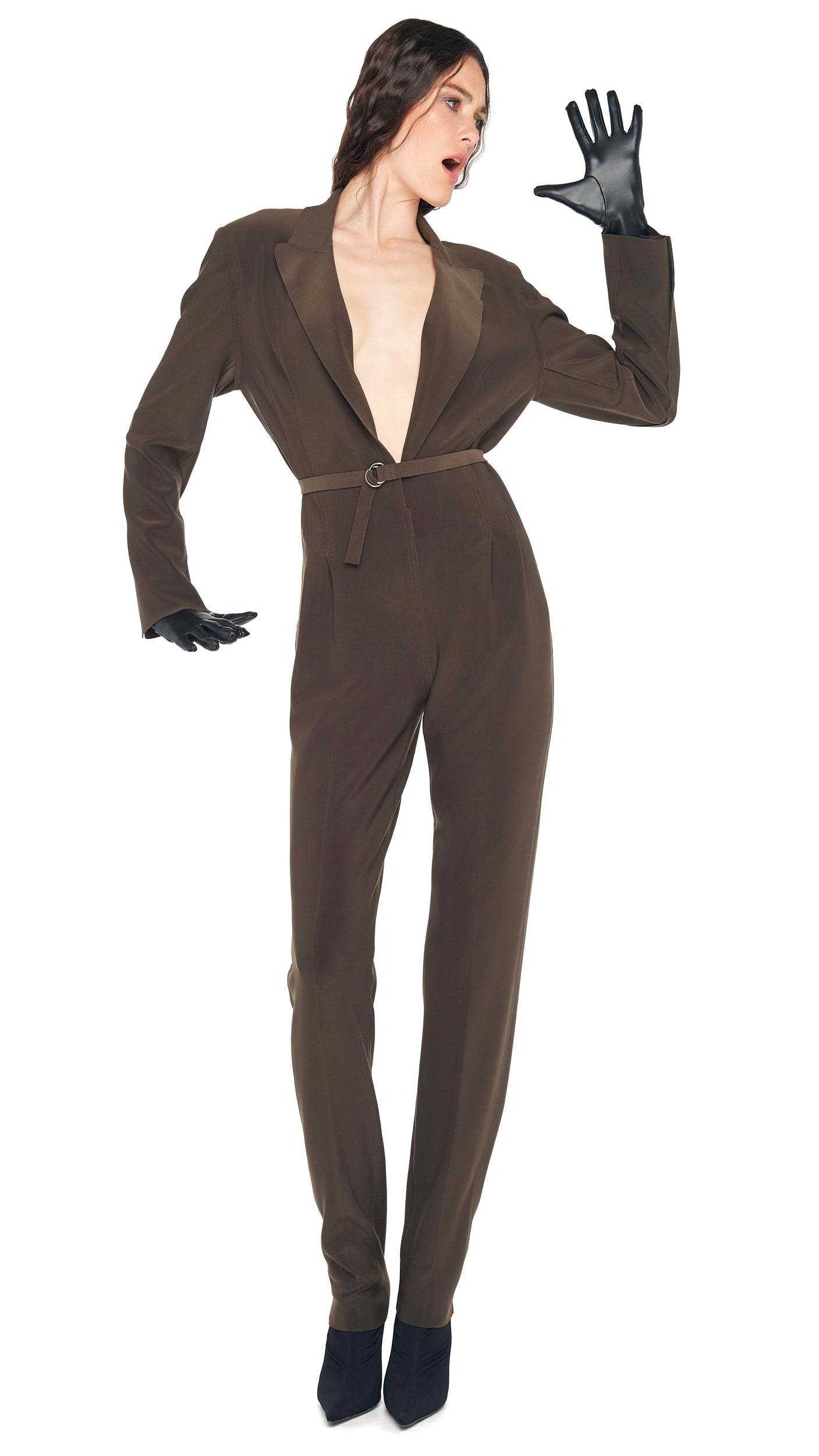 EASY FIT SB TAPERED LEG JUMPSUIT Espresso | Norma Kamali Women