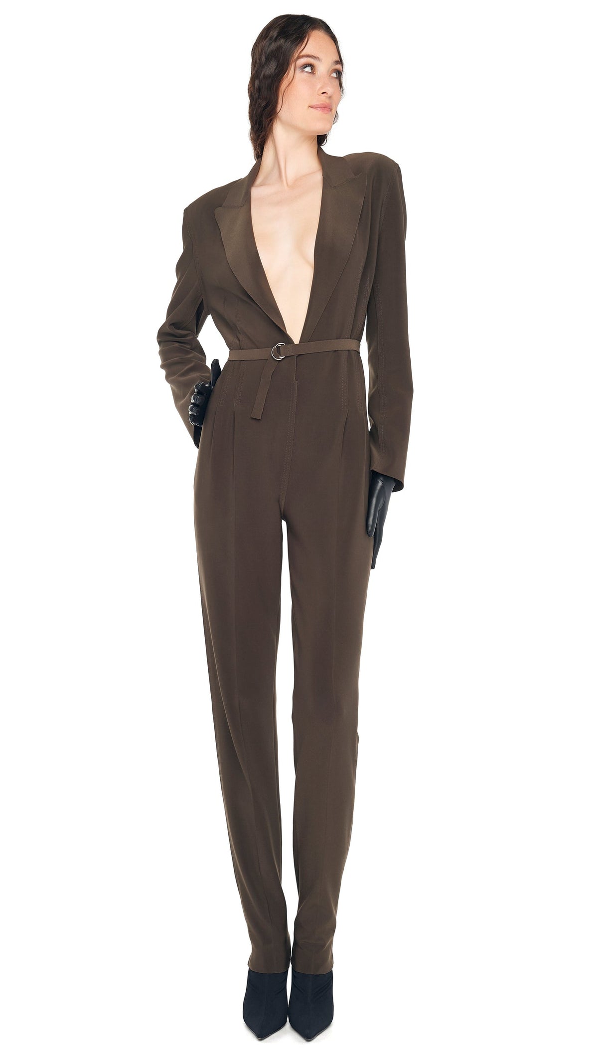 EASY FIT SB TAPERED LEG JUMPSUIT Espresso | Norma Kamali Women