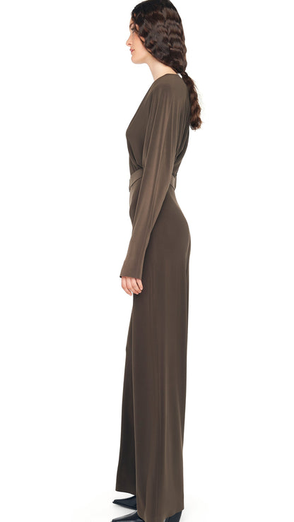 DOLMAN JUMPSUIT W/ SHOULDER PADS Espresso | Norma Kamali Women