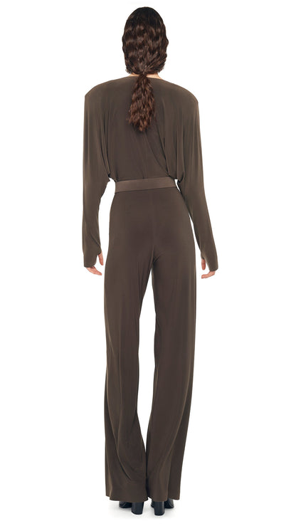 DOLMAN JUMPSUIT W/ SHOULDER PADS Espresso | Norma Kamali Women