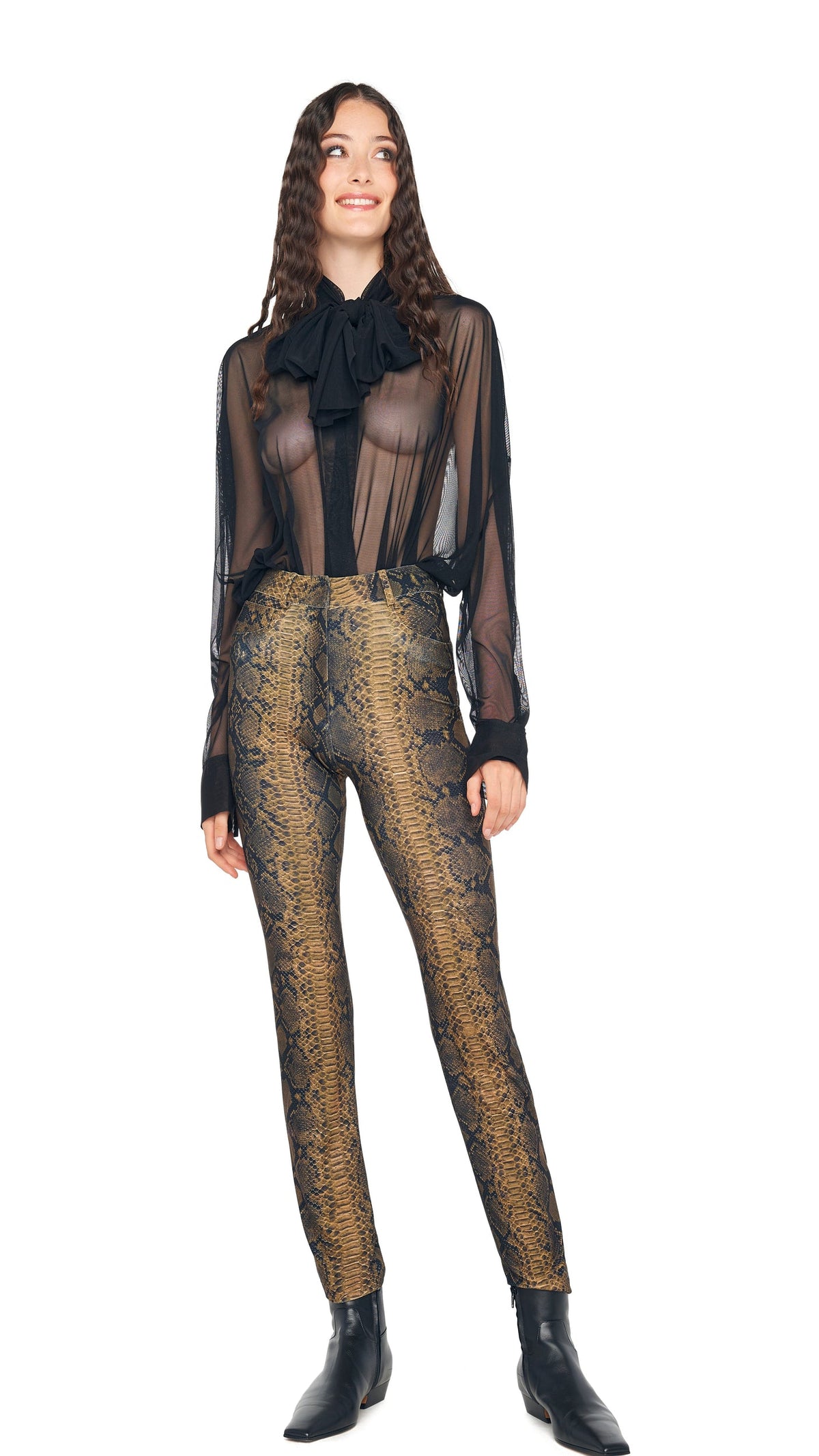 HIGH WAIST PENCIL JEAN Python | Norma Kamali Women
