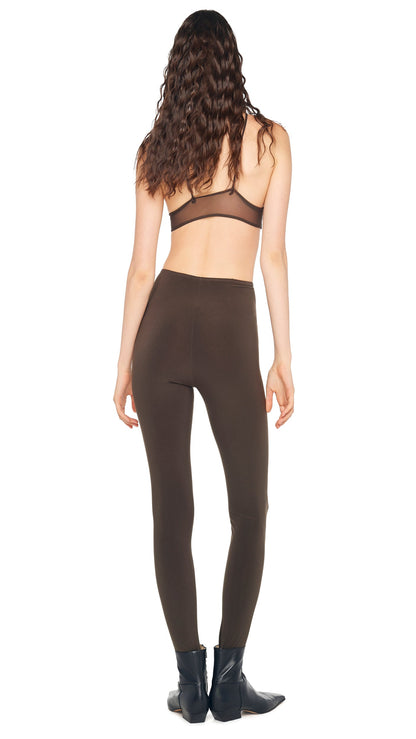 LEGGING W/ FOOTIE W/O WAISTBAND Espresso | Norma Kamali Women