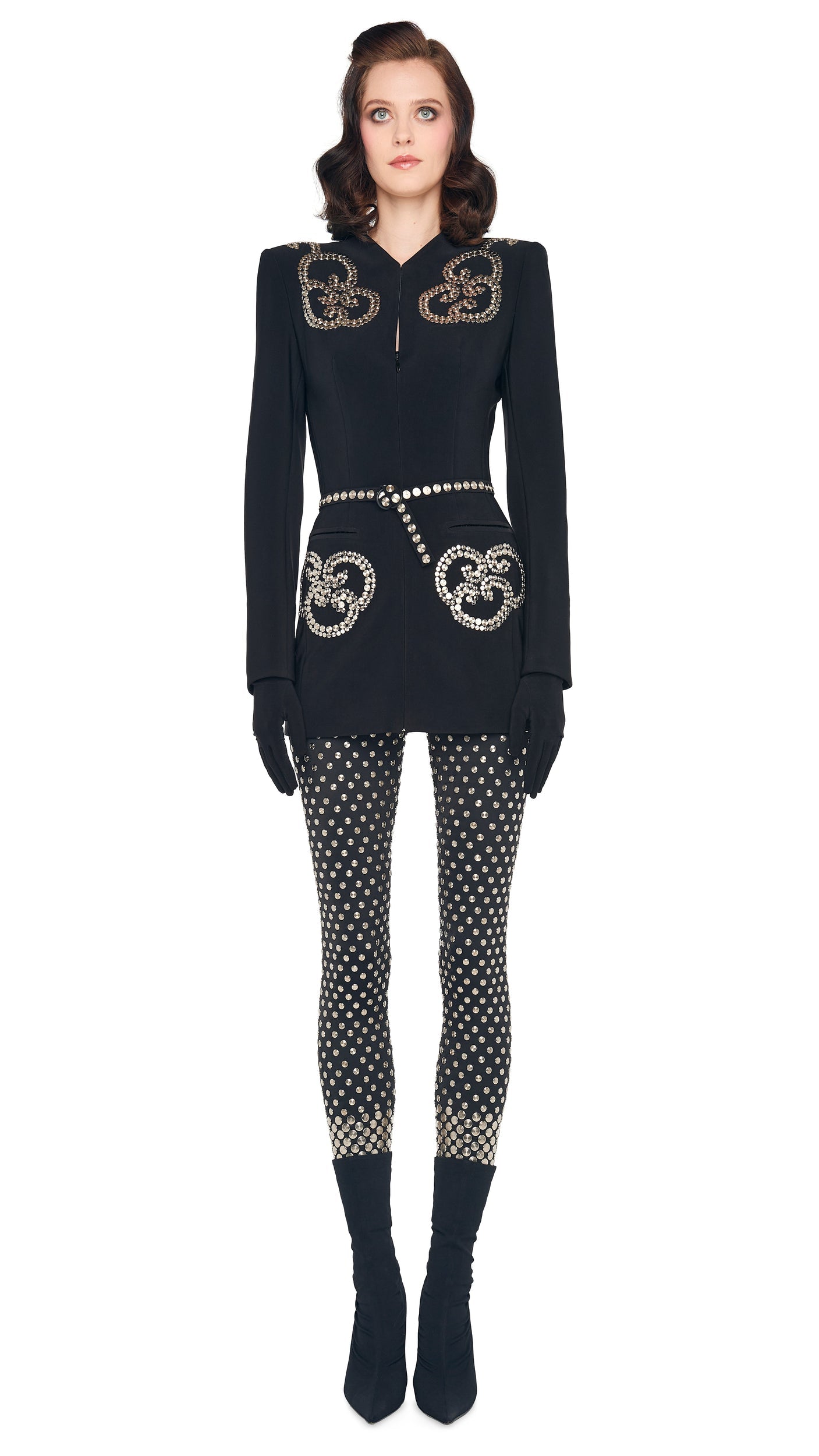 LS V NECK ZIP FRONT JACKET Black | Norma Kamali Women