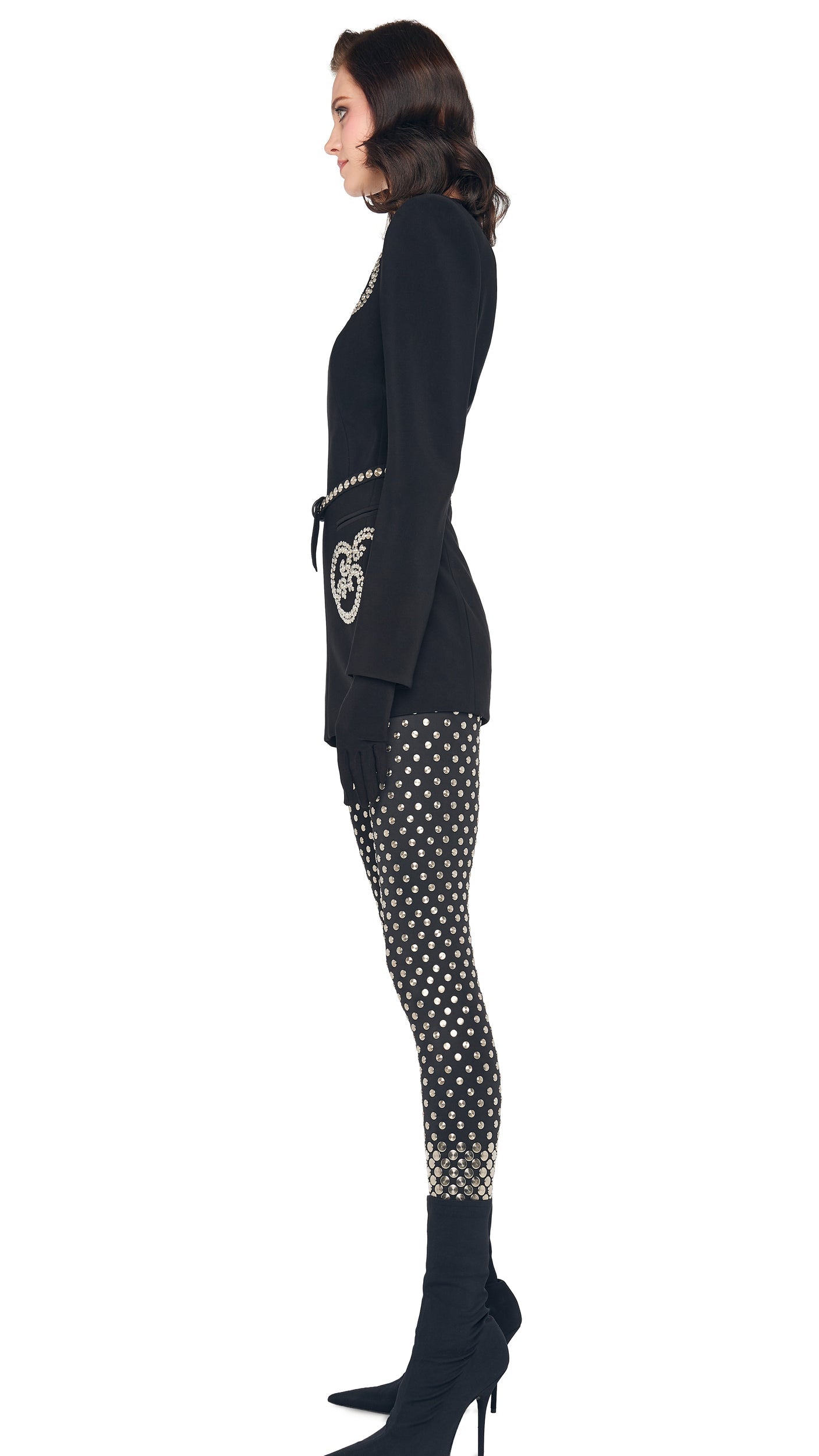 LS V NECK ZIP FRONT JACKET Black | Norma Kamali Women