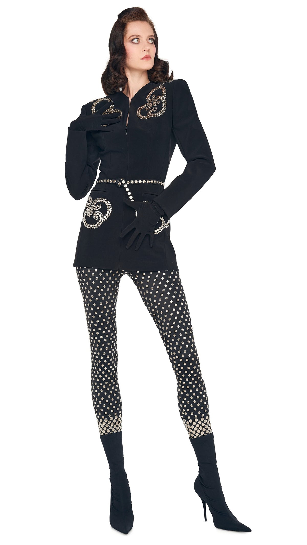 LS V NECK ZIP FRONT JACKET Black | Norma Kamali Women