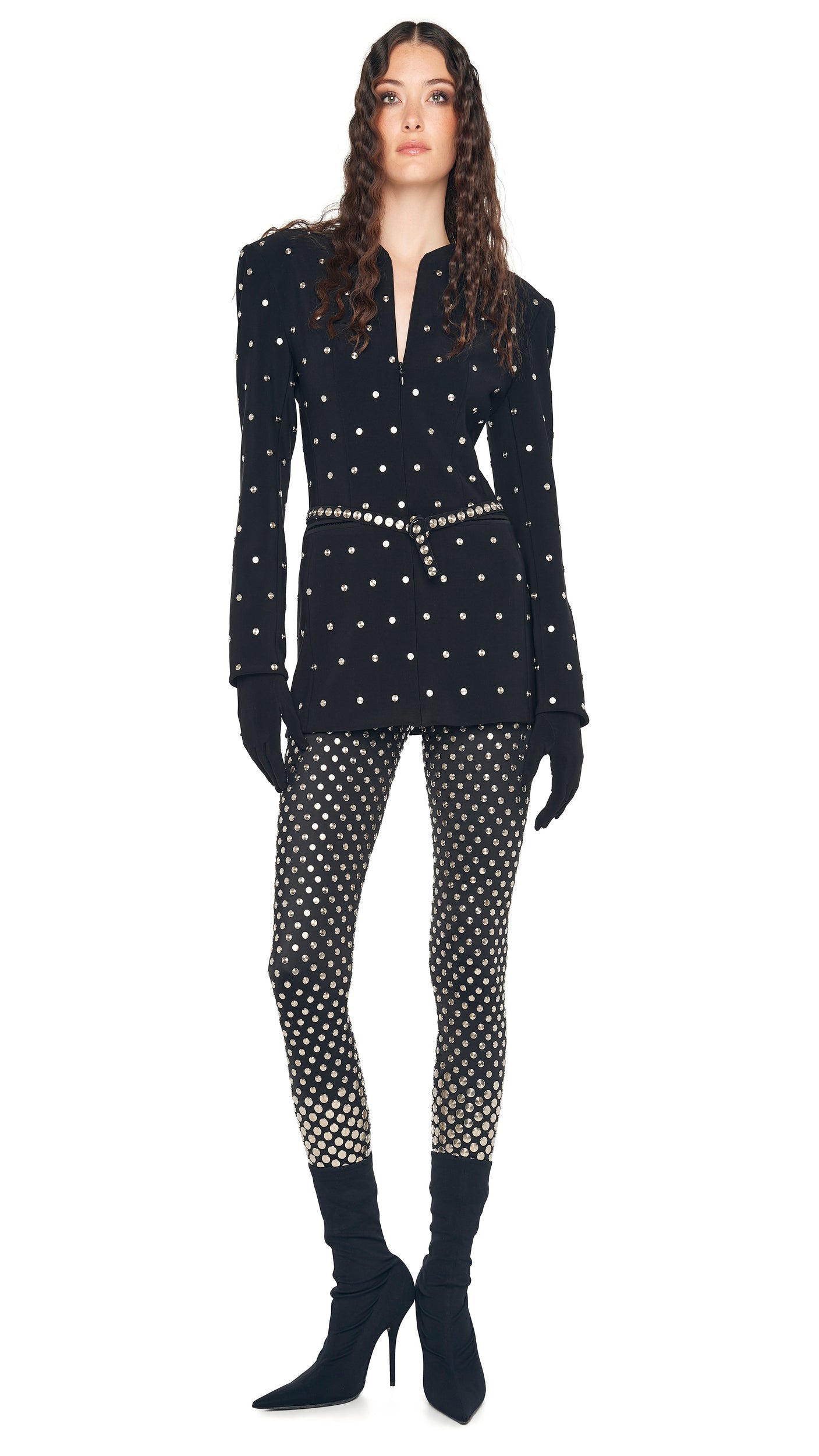 LS V NECK ZIP FRONT JACKET Black | Norma Kamali Women