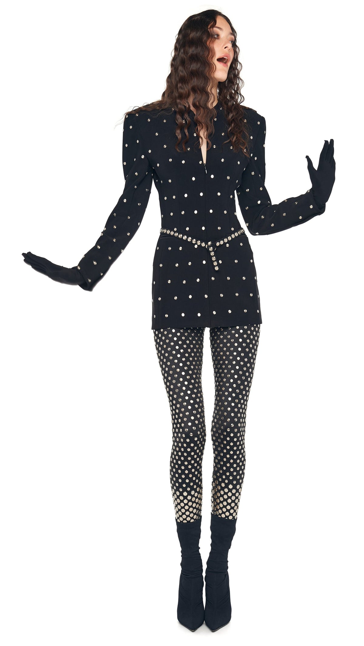 LS V NECK ZIP FRONT JACKET Black | Norma Kamali Women