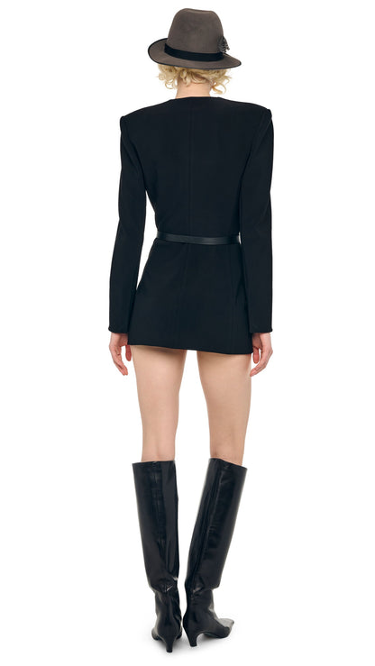 LS V NECK ZIP FRONT JACKET Black | Norma Kamali Women