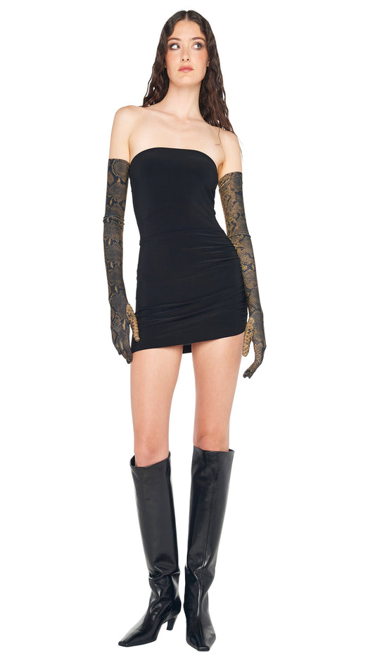 STRAPLESS SIDE DRAPE PICKLEBALL DRESS Black | Norma Kamali Women