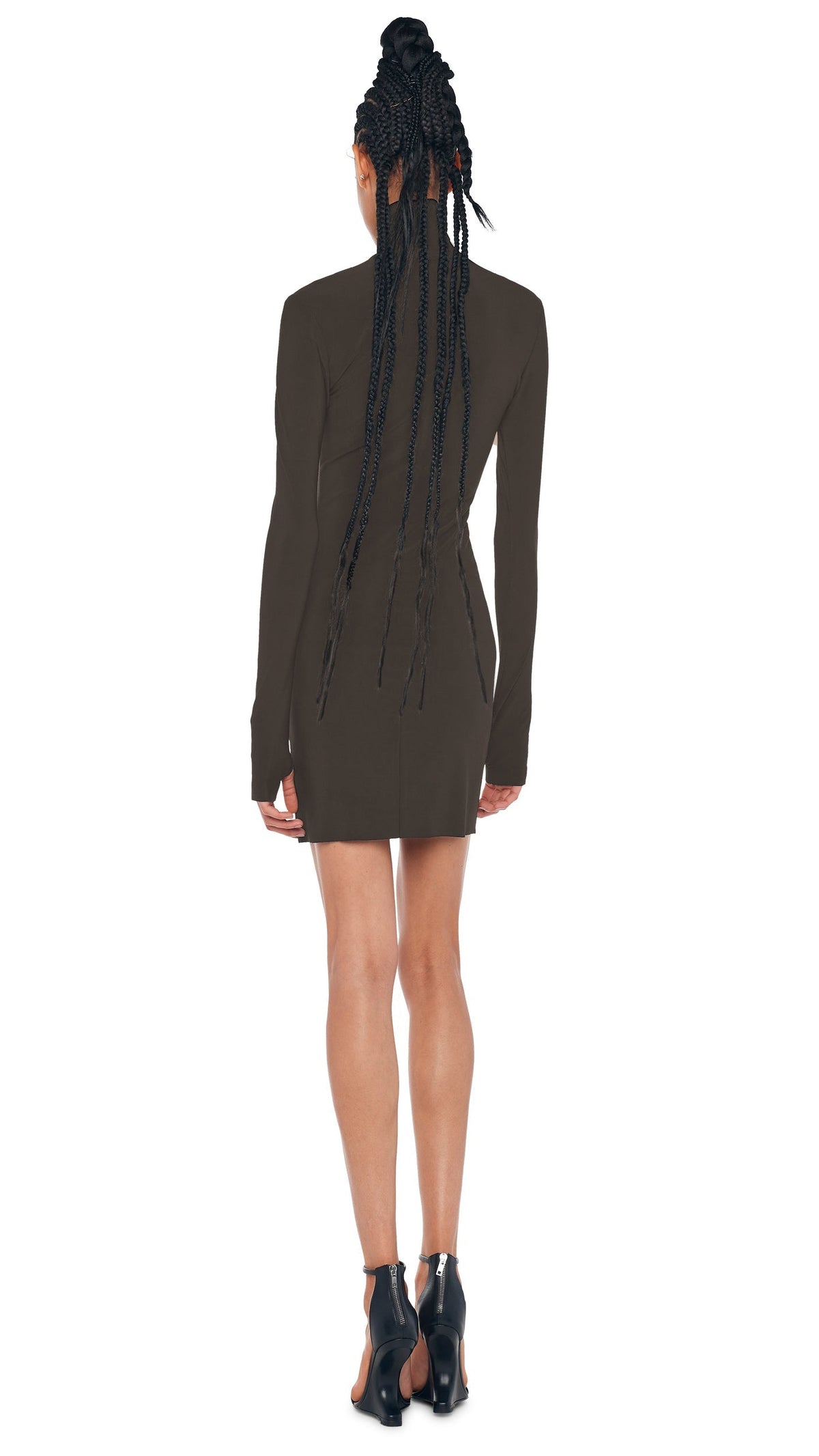 LS TURTLENECK PICKLEBALL DRESS Espresso | Norma Kamali Women