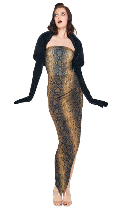 STRAPLESS SIDE DRAPE GOWN Python | Norma Kamali Women