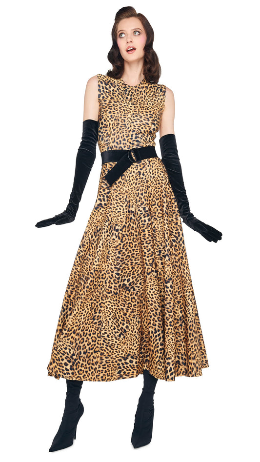SLEEVELESS LONG GRACE DRESS Cheetah Patch | Norma Kamali Women