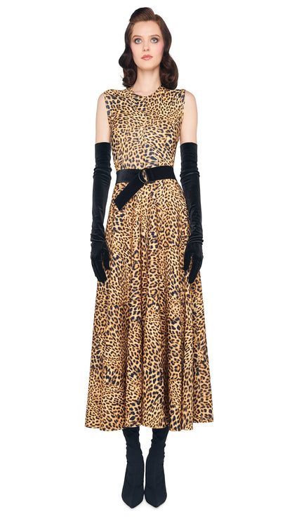 SLEEVELESS LONG GRACE DRESS Cheetah Patch | Norma Kamali Women