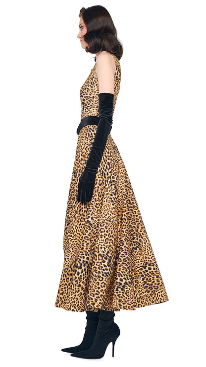SLEEVELESS LONG GRACE DRESS Cheetah Patch | Norma Kamali Women