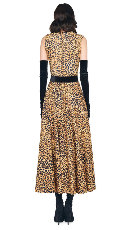 SLEEVELESS LONG GRACE DRESS Cheetah Patch | Norma Kamali Women