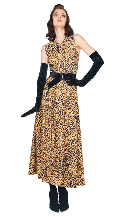 SLEEVELESS LONG GRACE DRESS Cheetah Patch | Norma Kamali Women