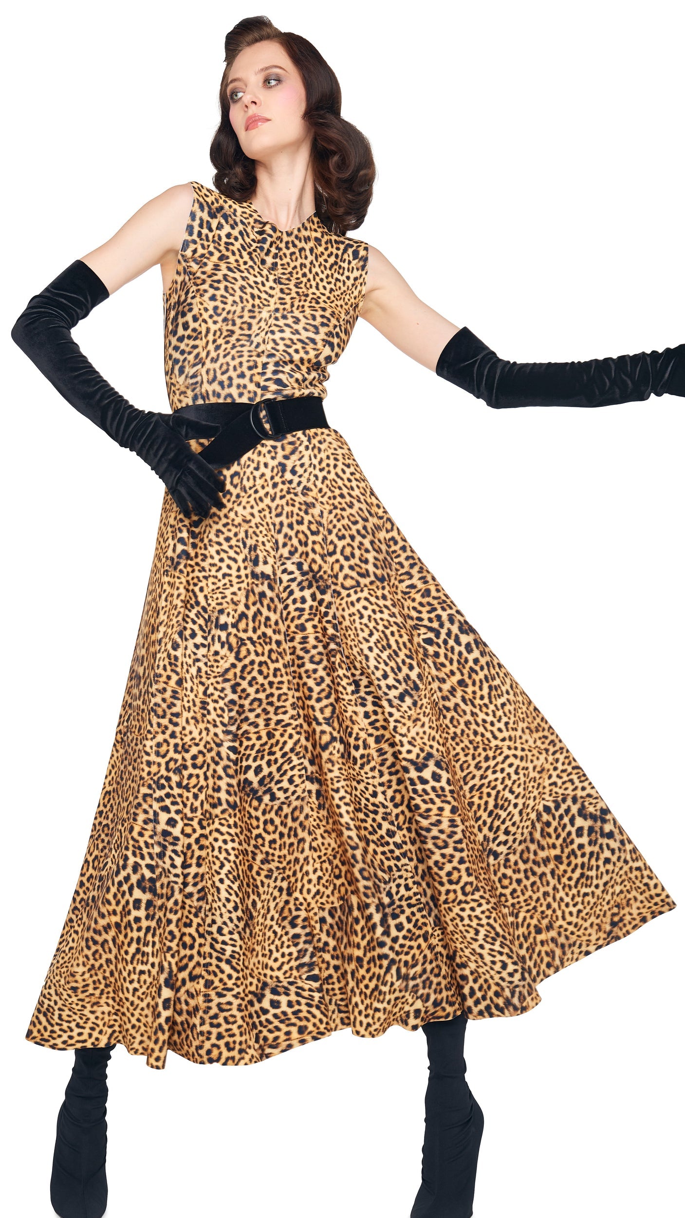 SLEEVELESS LONG GRACE DRESS Cheetah Patch | Norma Kamali Women