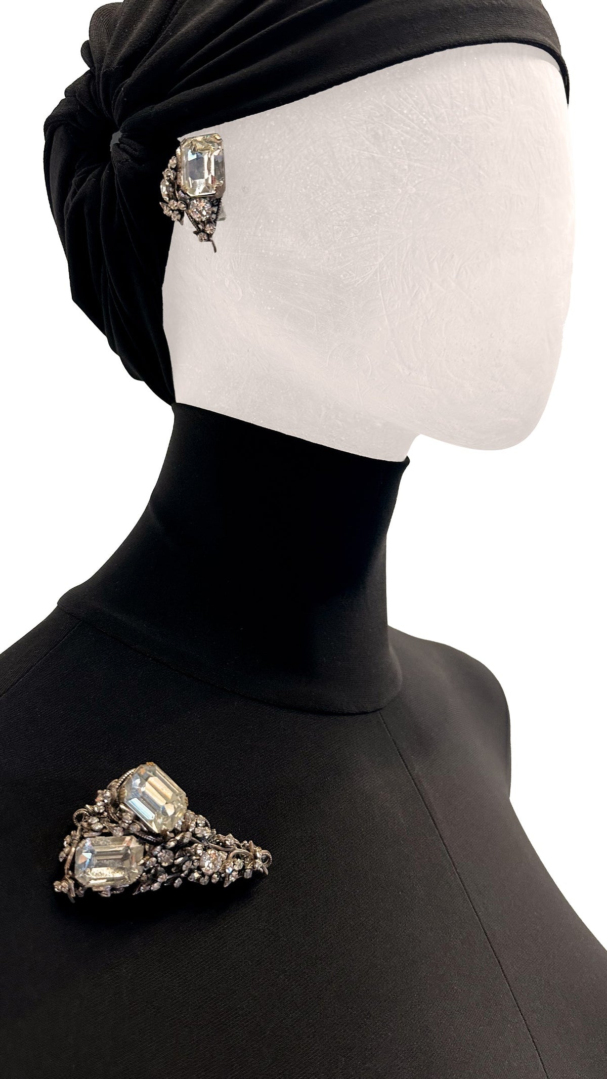 MIRIAM HASKELL STONE/BRASS BROOCH, EARRING & BRACELET SET  | Norma Kamali Women