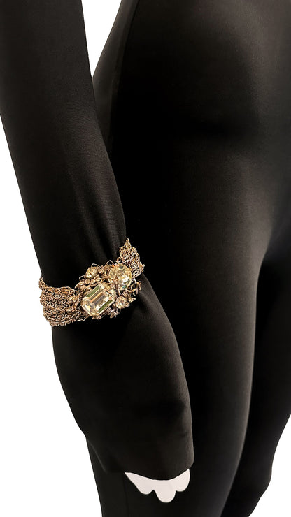 MIRIAM HASKELL STONE/BRASS BROOCH, EARRING & BRACELET SET  | Norma Kamali Women