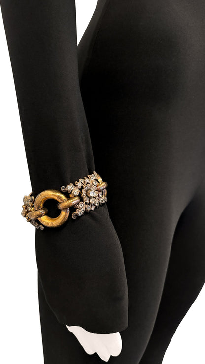 FLOWER AND BRASS STONE BRACELET  | Norma Kamali Women