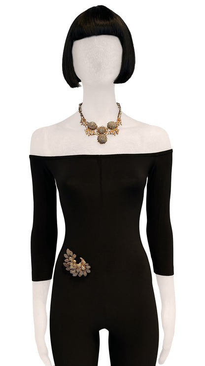 MIRIAM HASKELL STONE/BRASS NECKLACE  | Norma Kamali Women
