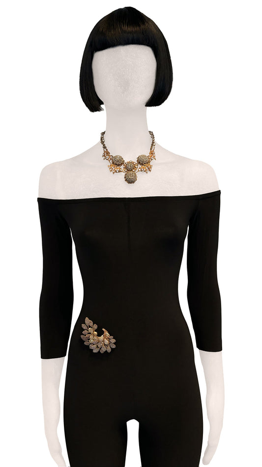 MIRIAM HASKELL STONE/BRASS NECKLACE  | Norma Kamali Women