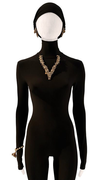 MIRIAM HASKELL BRASS/PEARL/STONE BROOCH  | Norma Kamali Women