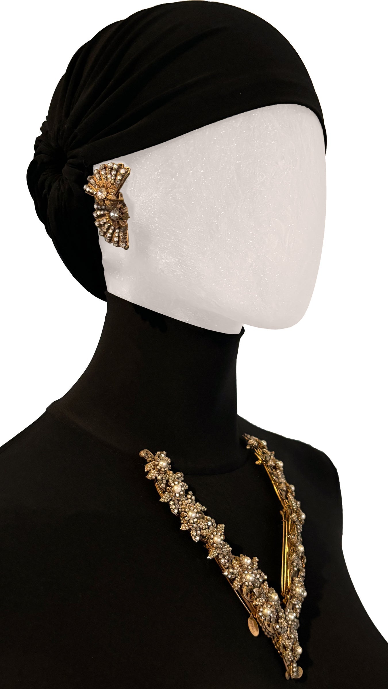 MIRIAM HASKELL BRASS/PEARL/STONE BROOCH  | Norma Kamali Women