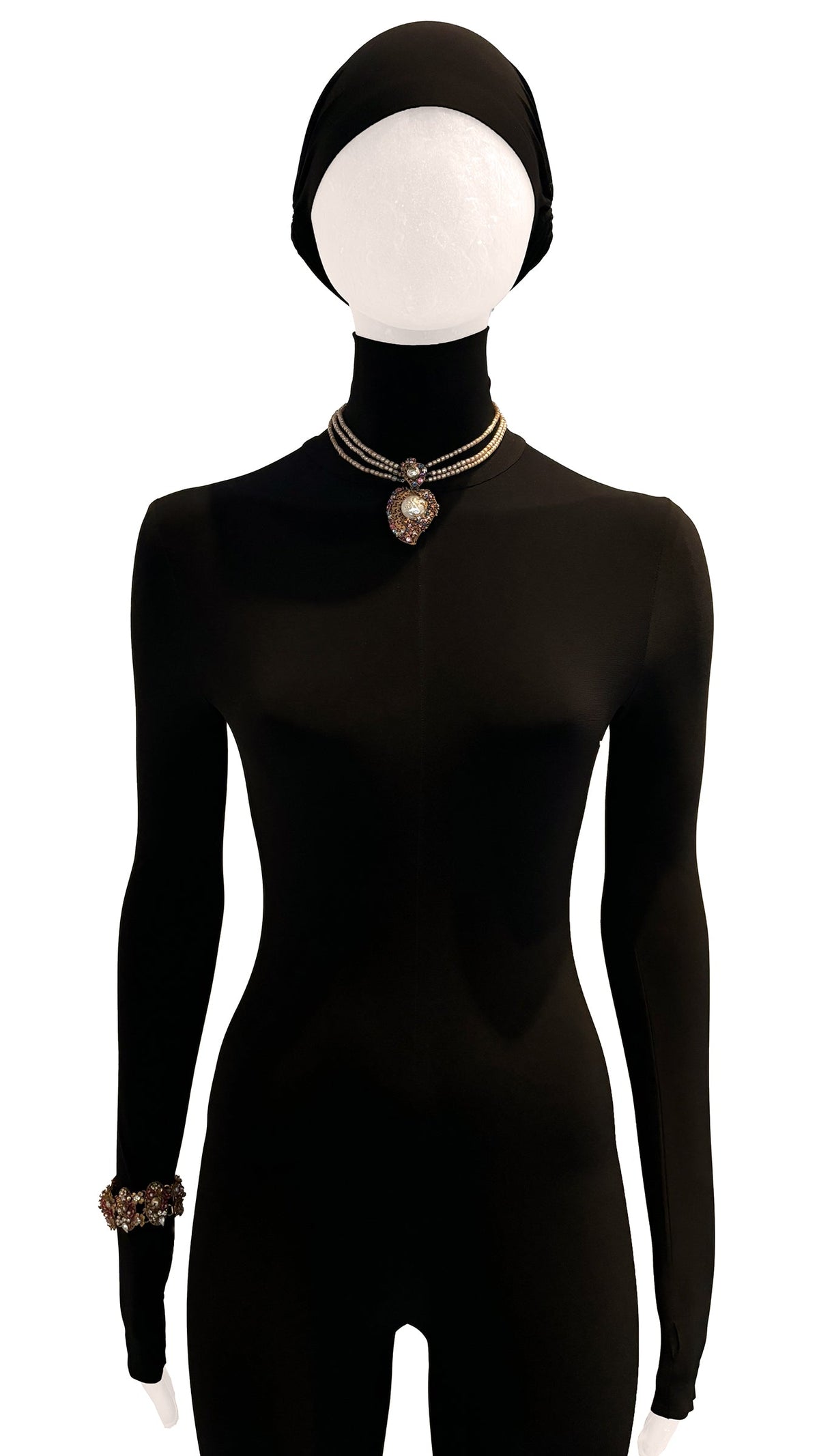 MIRIAM HASKELL BEADED BRASS/STONE NECKLACE AND BRACELET SET  | Norma Kamali Women