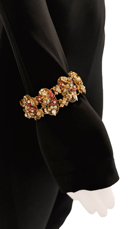 MIRIAM HASKELL BEADED BRASS/STONE NECKLACE AND BRACELET SET  | Norma Kamali Women