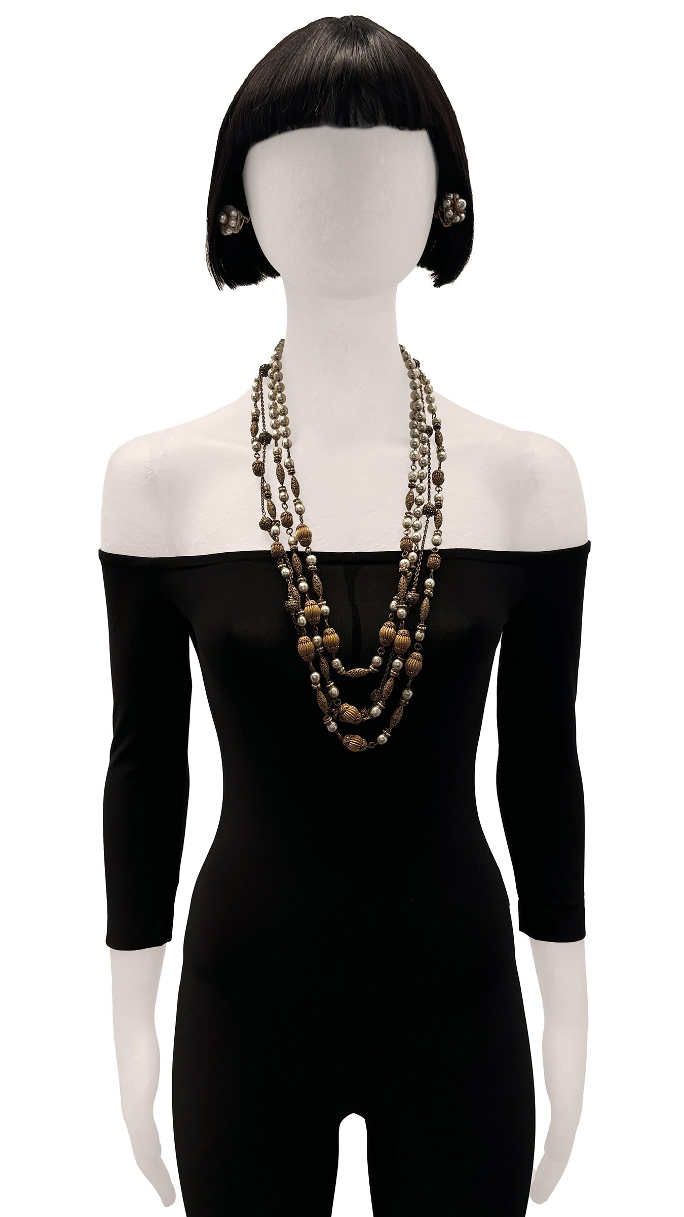 MIRIAM HASKELL LAYERED BEADED NECKLACE AND EARRING SET  | Norma Kamali Women