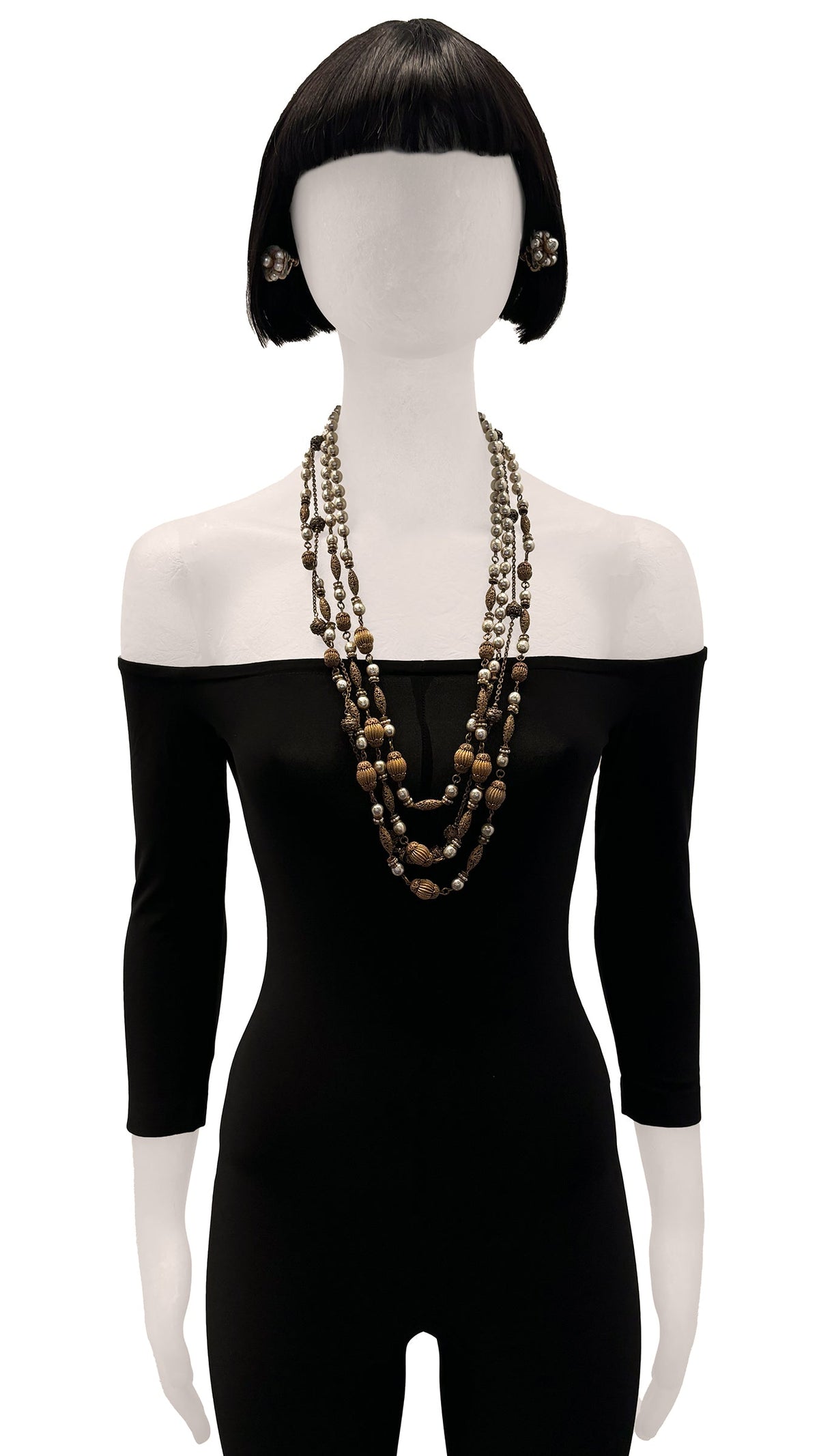 MIRIAM HASKELL LAYERED BEADED NECKLACE AND EARRING SET  | Norma Kamali Women